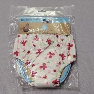 Charlie Banana White Diaper Cover with Pink Floral Pattern